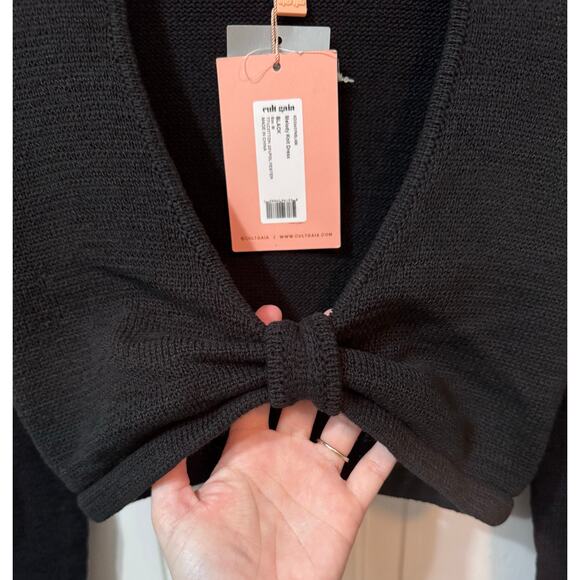 NWT Cult Gaia Black Knit Long Sleeve Melody Crop Top Size M - Picture 5 of 11